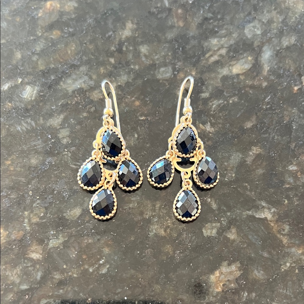 Elegant Black and Gold Dangle Earrings